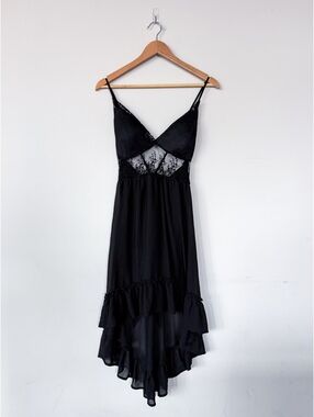 High Low Y2K Lace Detail Blashe Ruffle Hem Whimsigoth Bohemian Dress